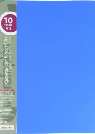 CARPETA 10 FUNDAS ELITE A4 OPACO COLOR AZUL POLIPROPILENO