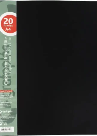 CARPETA 20 FUNDAS ELITE A4 OPACO COLOR NEGRO POLIPROPILENO