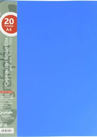 CARPETA 20 FUNDAS ELITE A4 OPACO COLOR AZUL POLIPROPILENO
