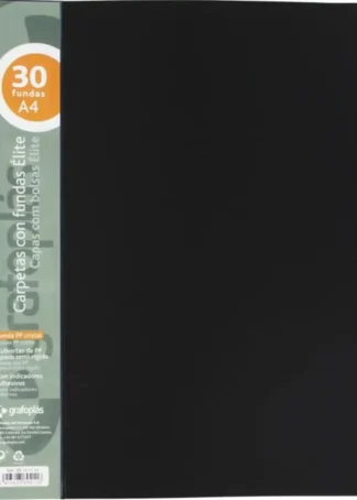 CARPETA 30 FUNDAS ELITE A4 OPACO COLOR NEGRO POLIPROPILENO