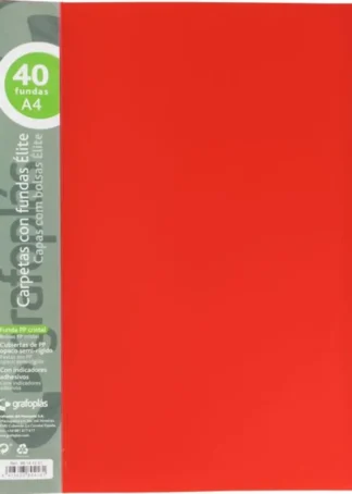 CARPETA 40 FUNDAS ELITE A4 OPACO COLOR ROJO POLIPROPILENO