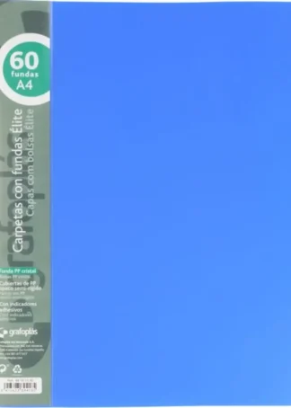 CARPETA 60 FUNDAS ELITE A4 OPACO COLOR AZUL POLIPROPILENO