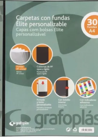 CARPETA PERSONALIZABLE A4 30 FUNDAS SOLDADAS ELITE