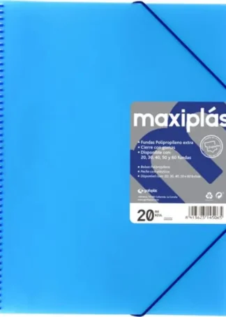 CARPETAS A4 20 FUNDAS A4 ESPIRAL MAXIPLAS AZUL