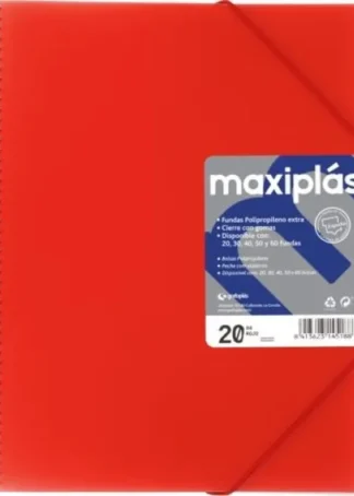 CARPETAS A4 50 FUNDAS A4 ESPIRAL MAXIPLAS ROJO