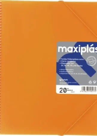CARPETAS A4 40 FUNDAS A4 ESPIRAL MAXIPLAS NARANJA