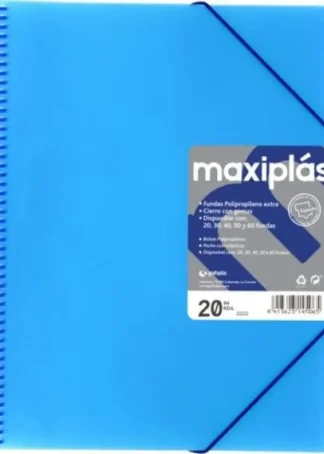 CARPETAS A4 60 FUNDAS A4 ESPIRAL MAXIPLAS AZUL