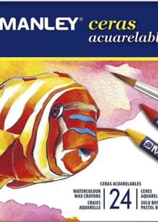 ESTUCHE 24 CERAS MANLEY ACUARELABLES COLORES SURTIDOS