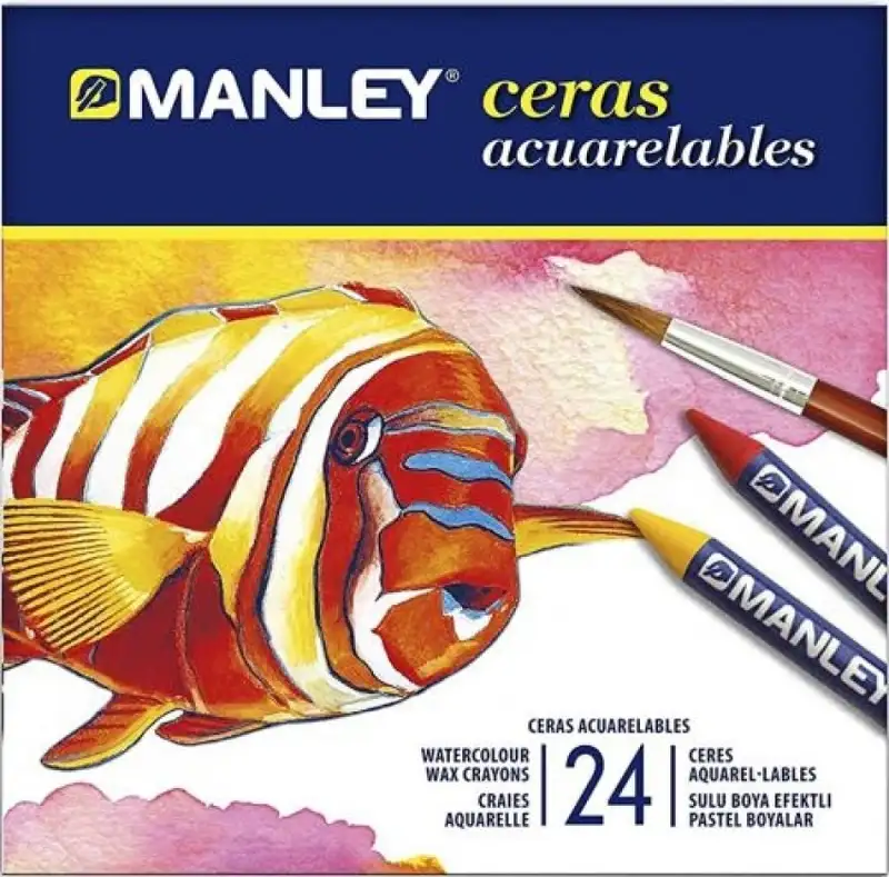 ESTUCHE 24 CERAS MANLEY ACUARELABLES COLORES SURTIDOS
