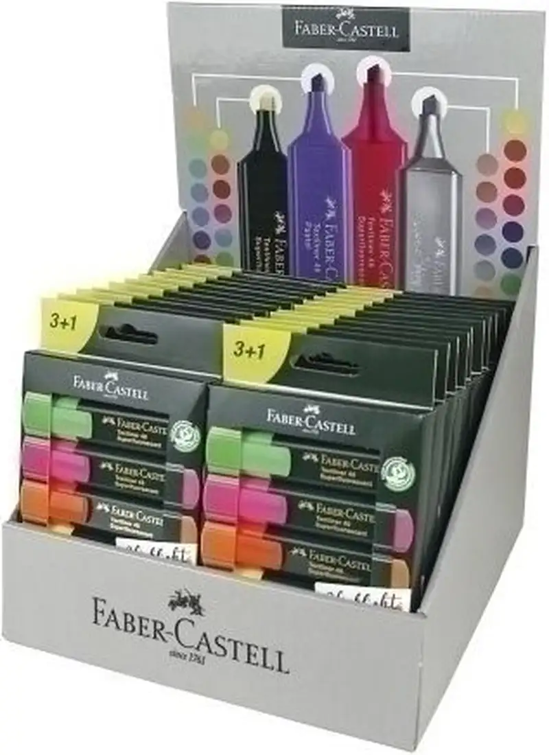 EXP 22 ESTUCHES 4 MARCADORES TEXTLINER 48 SURTIDOS