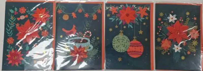 TARJETA DE NAVIDAD DISEÑO FLOR DE PASCUA MODELOS SURTIDOS