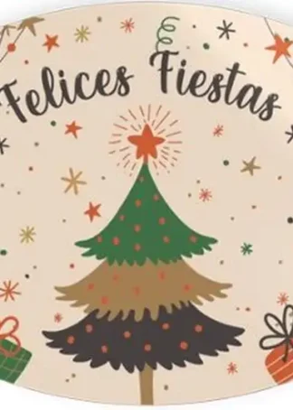 ROLLO 250 ETIQUETAS OVALADAS FELICES FIESTAS