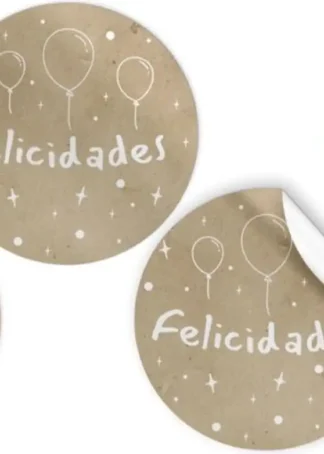 ROLLO 250 ETIQUETAS REDONDA FELICIDADES