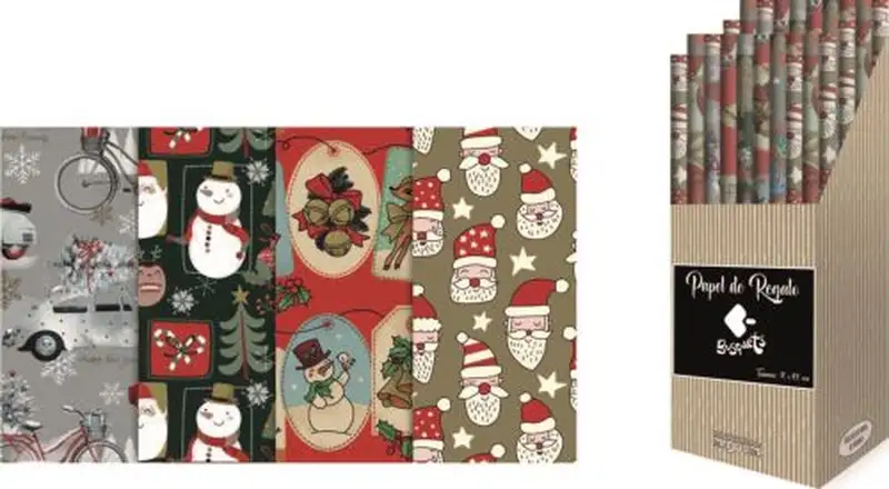 EXP 50 ROLLOS PAPEL REGALO BUSQUETS NAVIDAD 70X100CM