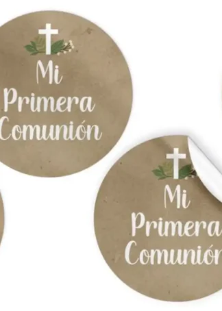 ROLLO 250 ETIQUETAS REDONDAS MI PRIMERA COMUNION