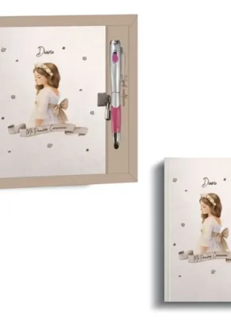 DIARIO COMUNION NIÑA + BOLÍGRAFO MULTIFUNCION