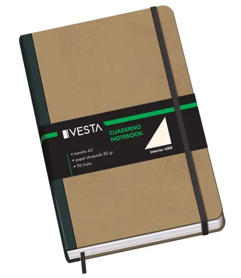 CUADERNO CARTONE A5 80G 96H LISO CIERRE CON GOMA