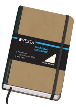 CUADERNO CARTONE A6 80G 96H RAYADO CIERRE CON GOMA