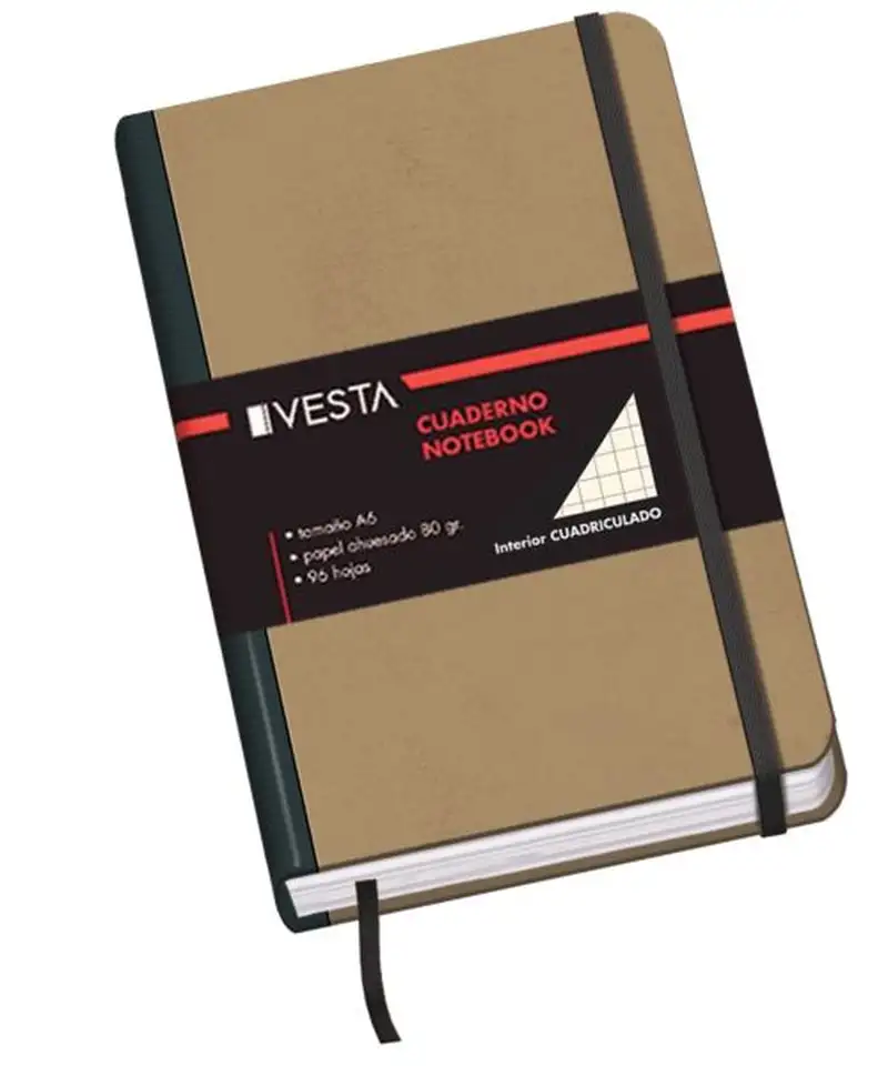 CUADERNO CARTONE A6 80G 96H CUAD.5X5 CIERRE CON GOMA