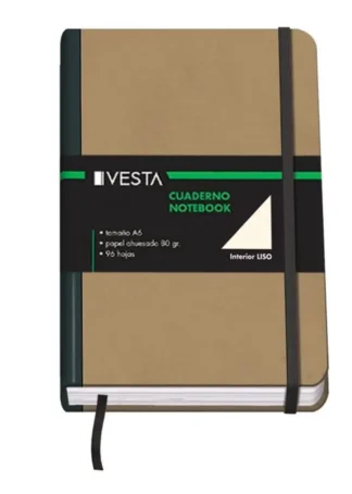 CUADERNO CARTONE A6 80G 96H LISO CIERRE CON GOMA
