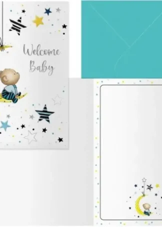 PAQ/6 TARJETAS DE FELICITACIONES WELCOME BABY DOHE