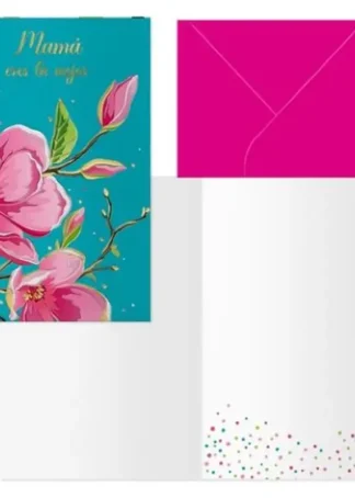 PACK 6 TARJETAS FELICITACION MODELO DIA MADRE CAMELIA 11,5X