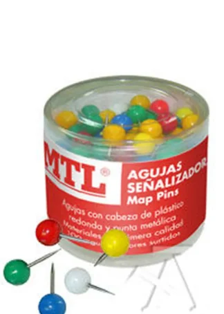 BOTE 100 AGUJAS SEÑALIZADORAS 8X16MM COLORES MTL