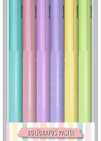 ESTUCHE 6 BOLIGRAFOS RETRACTILES COLORES PASTEL SURTIDOS