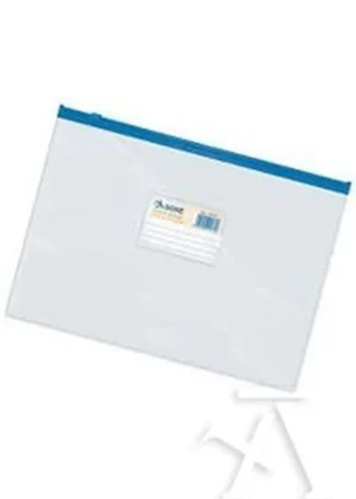 BOLSA ZIPPER Fº APAISADO PVC TRANSPARENTE CIERRE AZUL