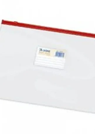 BOLSA ZIPPER Fº APAISADO PVC TRANSPARENTE CIERRE ROJO