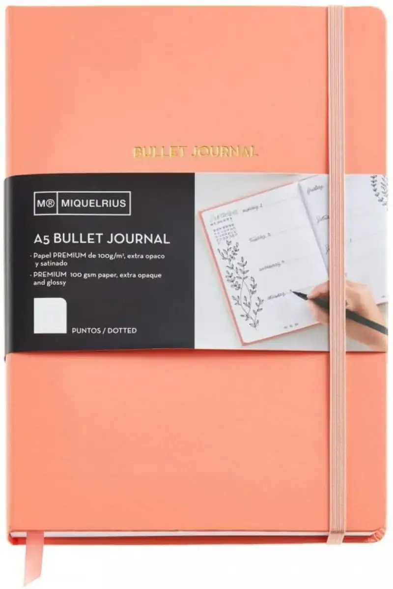CUADERNO BULLET JOURNAL ROJO A5 96H 100G PAUTA DE PUNTOS