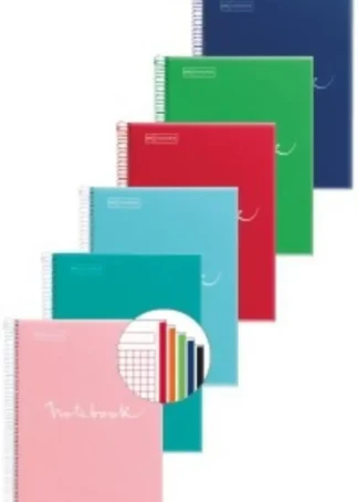 PAQ/6 NOTEBOOK 8 A4 160H 90G CUAD.5X5 MICROP. PP COL. SURTI