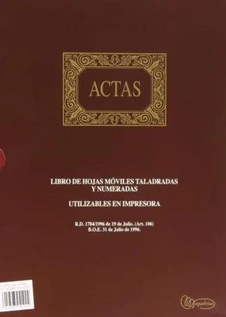 LIBRO ACTAS HOJAS MOVILES A4 100 HOJAS