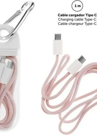 CABLES CARGADOR TIPO C COLOR ROSA PASTEL