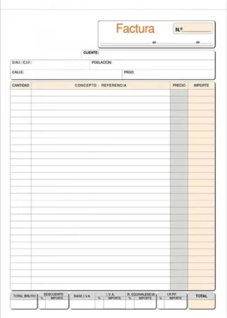 PAQ/10 TALONARIOS DE FACTURAS Fº NATURAL DUPLICADO AUTOCOP