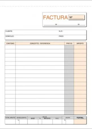 PAQ/10 TALONARIOS DE FACTURAS 1/3 Fº NATURAL DUPLICADO IGIC