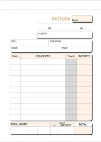PAQ/10 TALONARIOS DE FACTURAS FOLIO NATURAL DUPLICADO IGIC