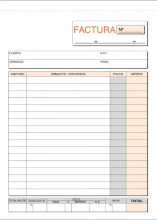 PAQ/10 TALONARIO DE FACTURAS CON I.G.I.C. 1/4 NATURAL DUPLI