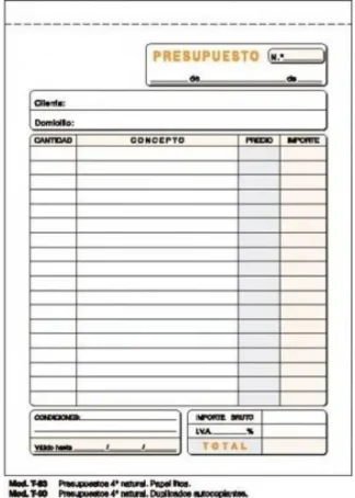 PAQ/10 TALONARIOS PRESUPUESTOS 4º NATURAL DUPLICADO AUTOCO.