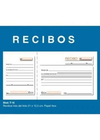 PAQ/10 TALONARIOS DE RECIBOS 1/3 FOLIO 21X10,5 CM LOAN