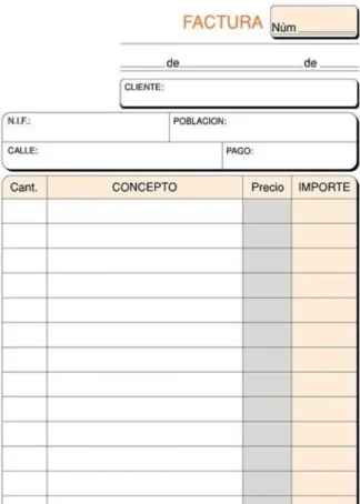 PAQ/10 TALONARIOS DE FACTURAS 1/8 NATURAL DUPLICADO AUTOCOP