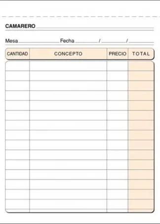 PAQ/5 TALONARIOS DE CAMAREROS 1/8 TRIPLICADO AUTOCOP. T-89