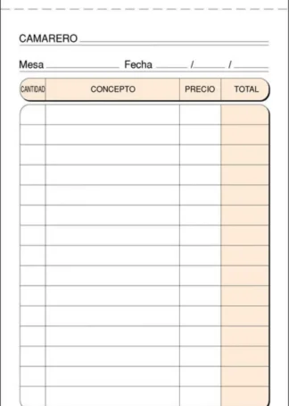 PAQ/10 TALONARIOS DE CAMARERO 9X14CM DUPLICADO AUTOC. T140