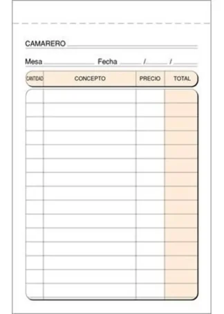 PAQ/10 TALONARIOS DE CAMARERO 9X14CM NUMERADO T160N