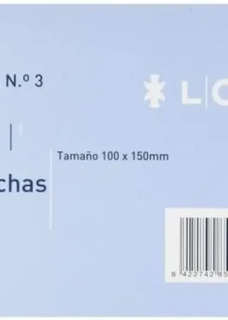 PAQ/100 FICHAS LISAS Nº3 10X15CM LOAN