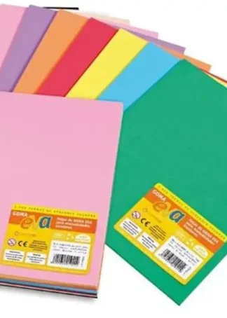 BLISTER 10 LAMINAS GOMA EVA 30X22 2MM COLORES SURTIDOS