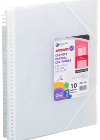 CARPETA 40 FUNDAS A4 ESPIRAL ARCHIVEX STAR TRANSPARENTE