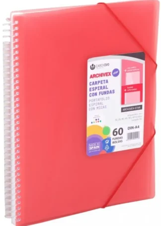 CARPETA 40 FUNDAS A4 ESPIRAL ARCHIVEX STAR ROJO CARCHIVO