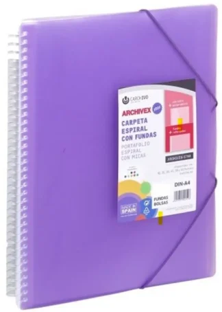 CARPETA 40 FUNDAS A4 ESPIRAL ARCHIVEX STAR VIOLETA CARCHIVO