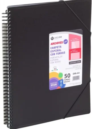 CARPETA 50 FUNDAS A4 ESPIRAL ARCHIVEX STAR NEGRO